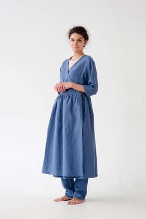 Denim Blue Wrap Midi Dress