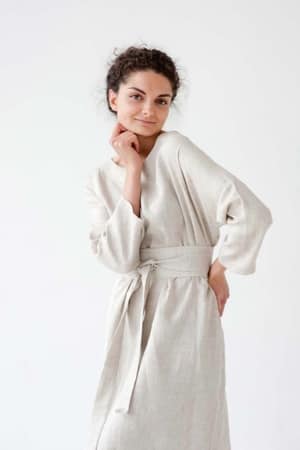 Natural Linen Kimono Robe
