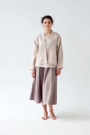 Sand Linen Cropped Jacket