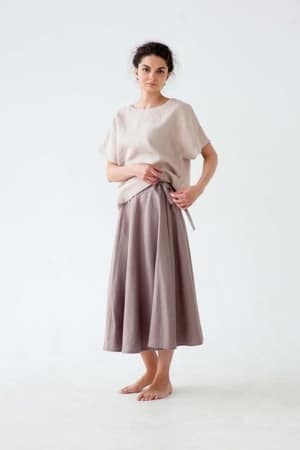 Mauve Linen Midi Skirt